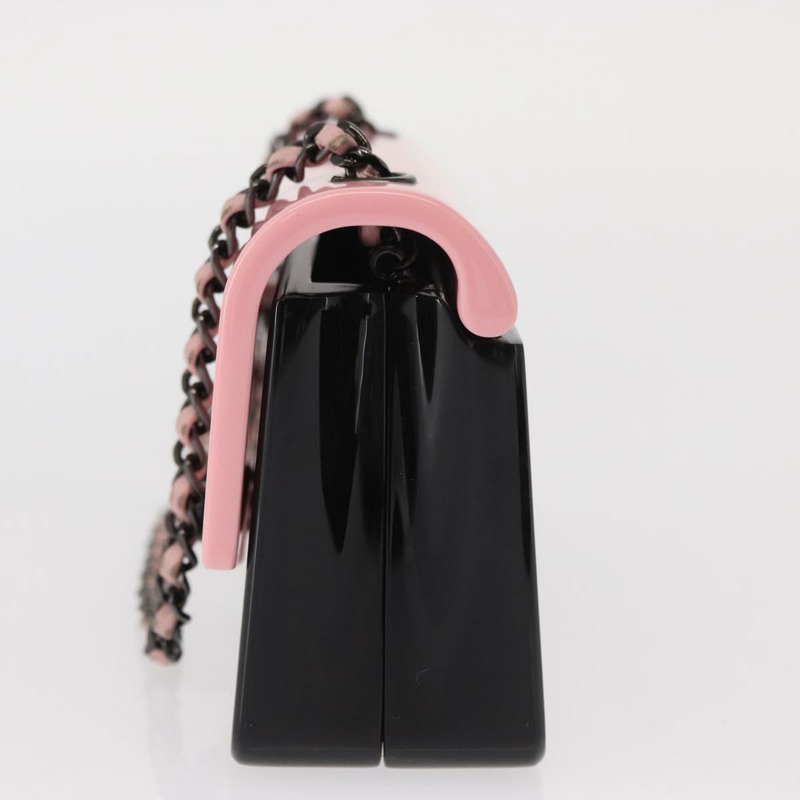 【日本直送】香奈兒鏈晚餐包單肩包 透明黑色粉紅色 CC Auth bs31743SM-2