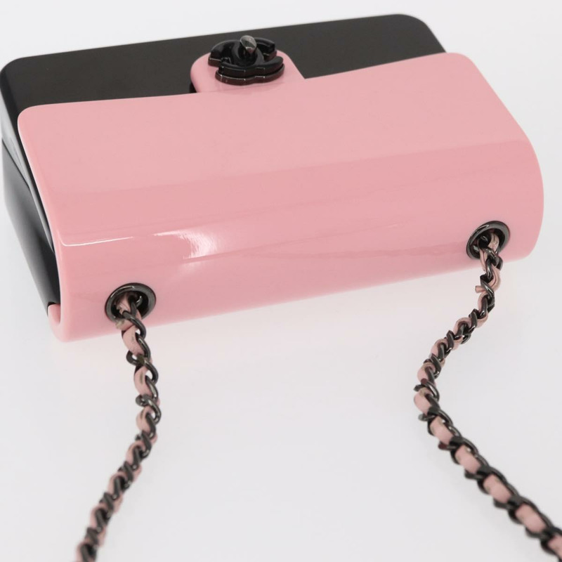 【日本直送】香奈兒鏈晚餐包單肩包 透明黑色粉紅色 CC Auth bs31743SM-5