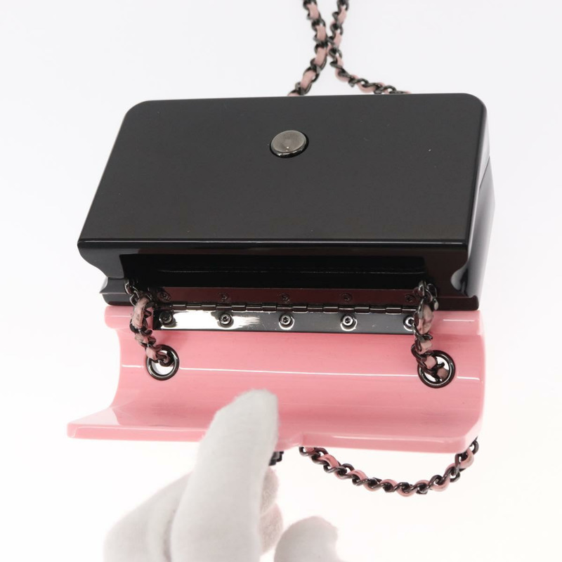 【日本直送】香奈兒鏈晚餐包單肩包 透明黑色粉紅色 CC Auth bs31743SM-8