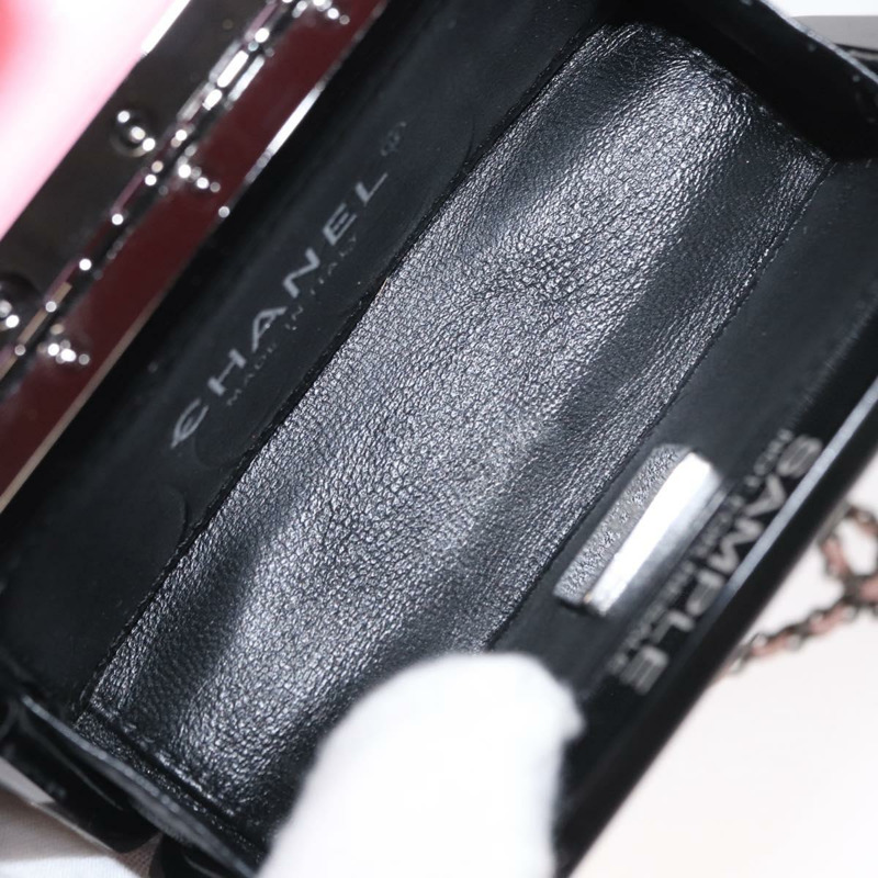 【日本直送】香奈兒鏈晚餐包單肩包 透明黑色粉紅色 CC Auth bs31743SM-9