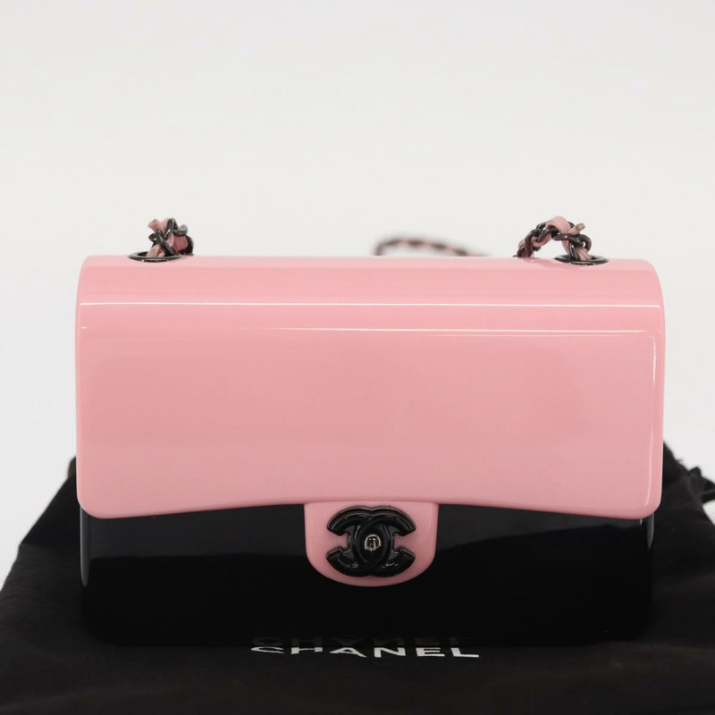 【日本直送】香奈兒鏈晚餐包單肩包 透明黑色粉紅色 CC Auth bs31743SM-11