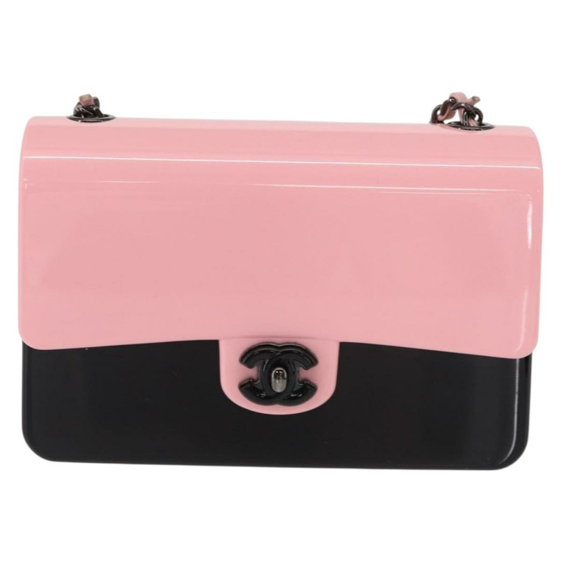 【日本直送】香奈兒鏈晚餐包單肩包 透明黑色粉紅色 CC Auth bs31743SM-12