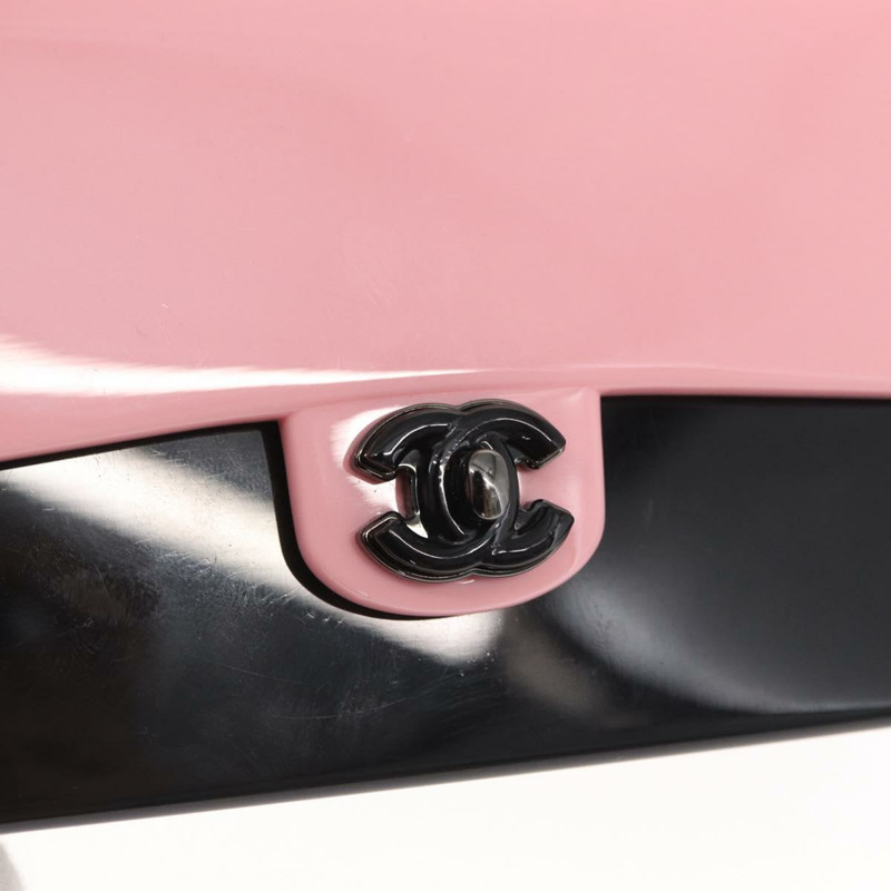 【日本直送】香奈兒鏈晚餐包單肩包 透明黑色粉紅色 CC Auth bs31743SM-17