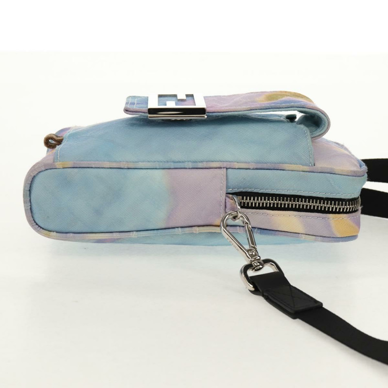 【日本直送】FENDI Zucca帆布單肩包 藍色銀色 Auth bs32097V-3