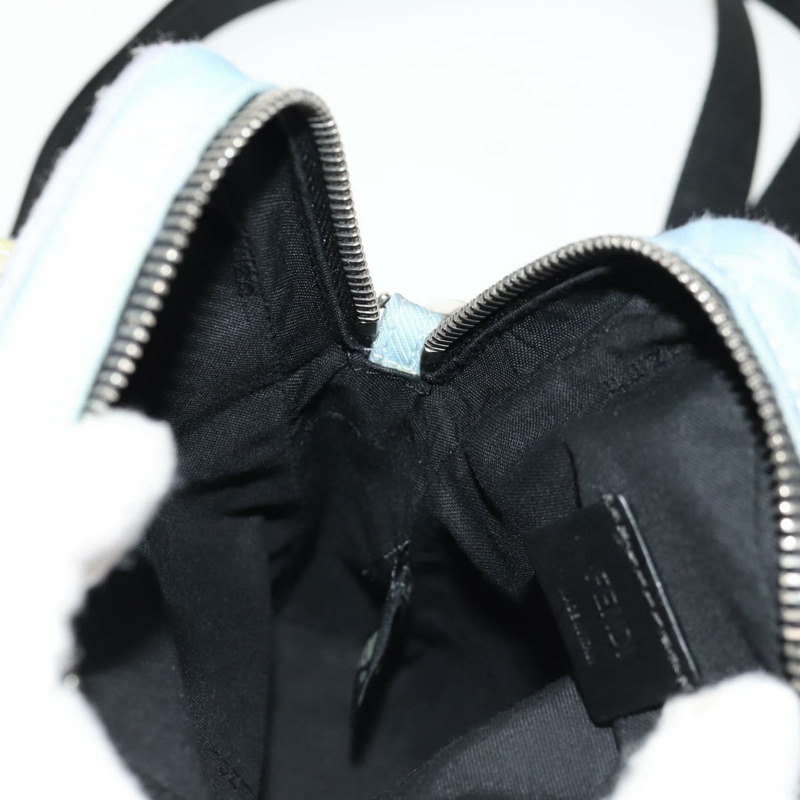 【日本直送】FENDI Zucca帆布單肩包 藍色銀色 Auth bs32097V-24