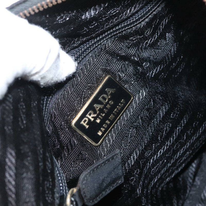 【日本直送】PRADA 尼龍黑色金色鏈條單肩包 Auth bs32069-17