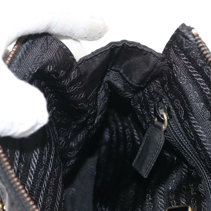 【日本直送】PRADA 尼龍黑色金色鏈條單肩包 Auth bs32069-19