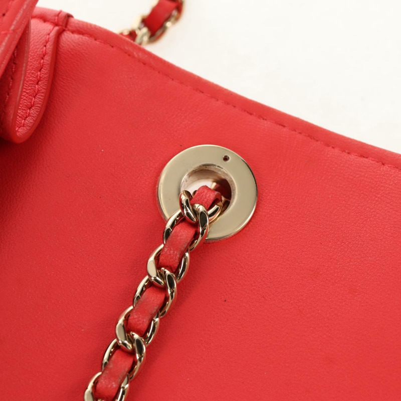 【日本直送】香奈兒 (CHANEL) 絎縫鏈條單肩包，羊皮材質，紅色，金色雙C標誌，正品編號 158913SAM-7