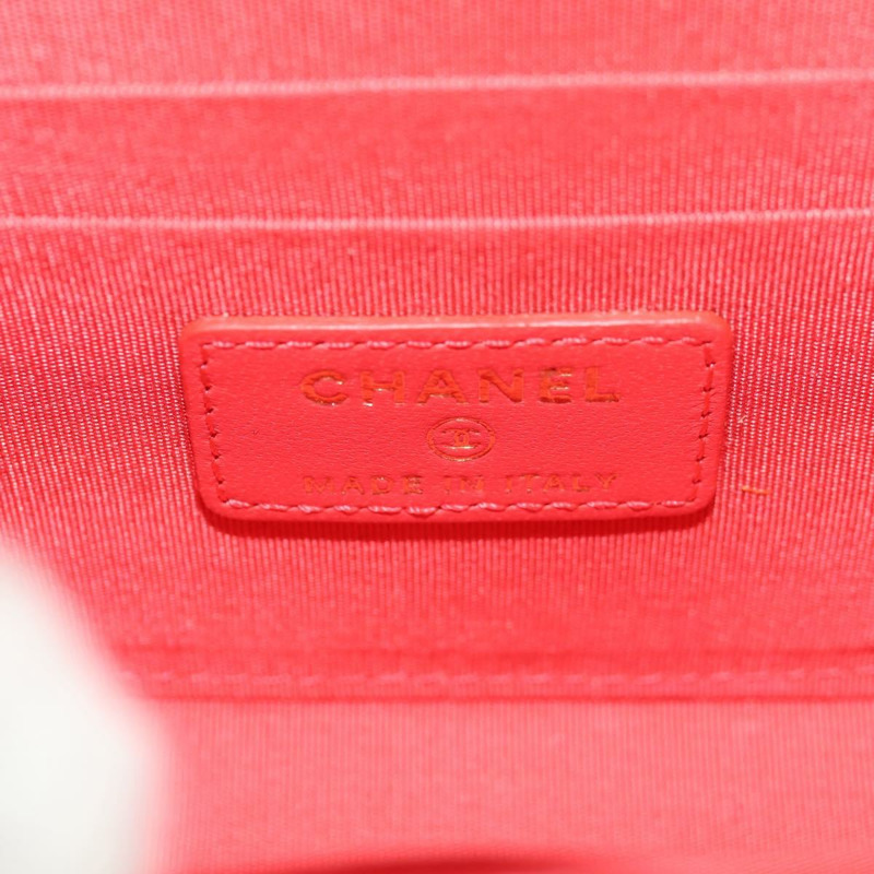 【日本直送】香奈兒 (CHANEL) 絎縫鏈條單肩包，羊皮材質，紅色，金色雙C標誌，正品編號 158913SAM-22