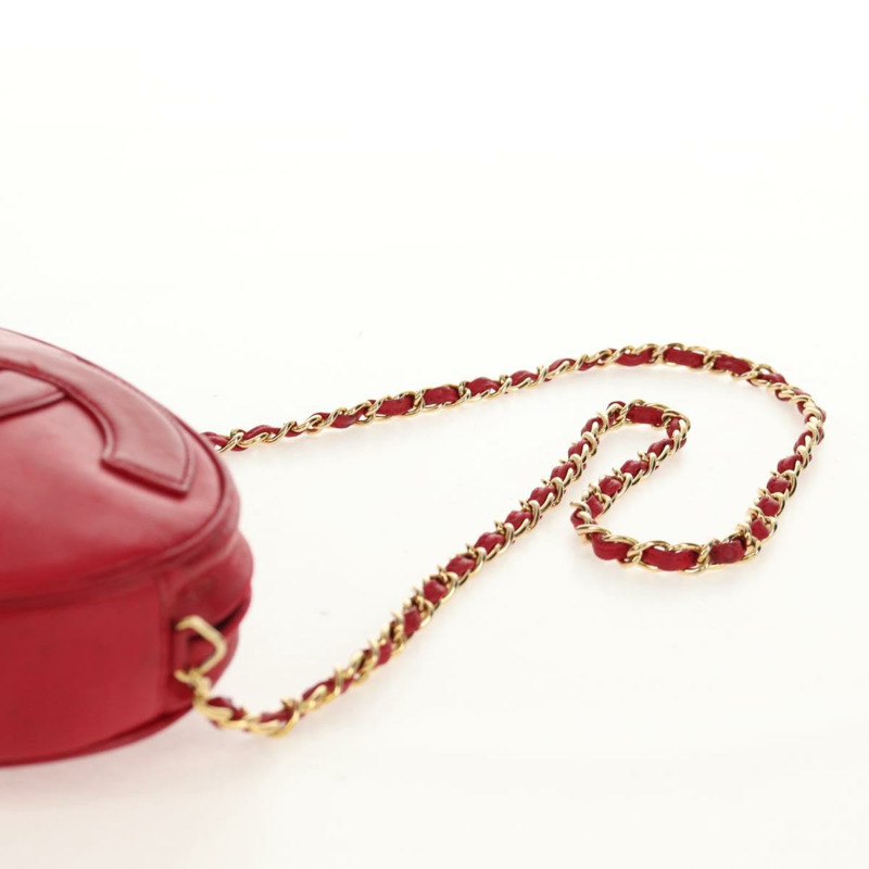 【日本直送】香奈兒鏈條單背包，羊皮材質，紅色，金色雙C標誌，正品編號158878V-13