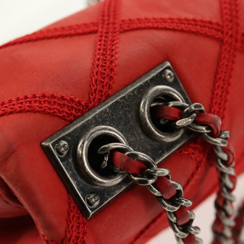 【日本直送】香奈兒 (CHANEL) Matelasse 鏈條肩背包，紅色皮革，CC 標誌，貨號 158008V-8