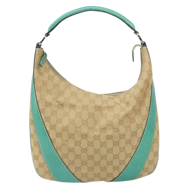 【日本直送】GUCCI GG帆布肩背包 米色 銀色 124357 正品 160861-12