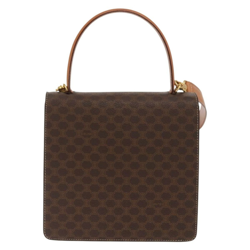 【日本直送】CELINE Macadam帆布馬車包 PVC皮革 2way Brown Gold Auth 160833A-1