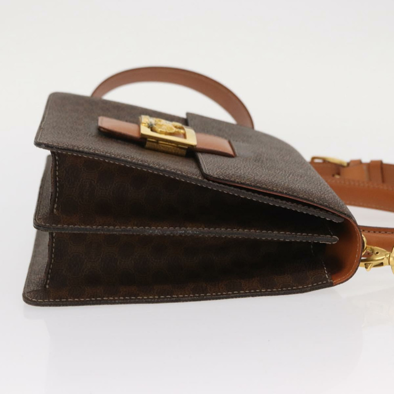 【日本直送】CELINE Macadam帆布馬車包 PVC皮革 2way Brown Gold Auth 160833A-2