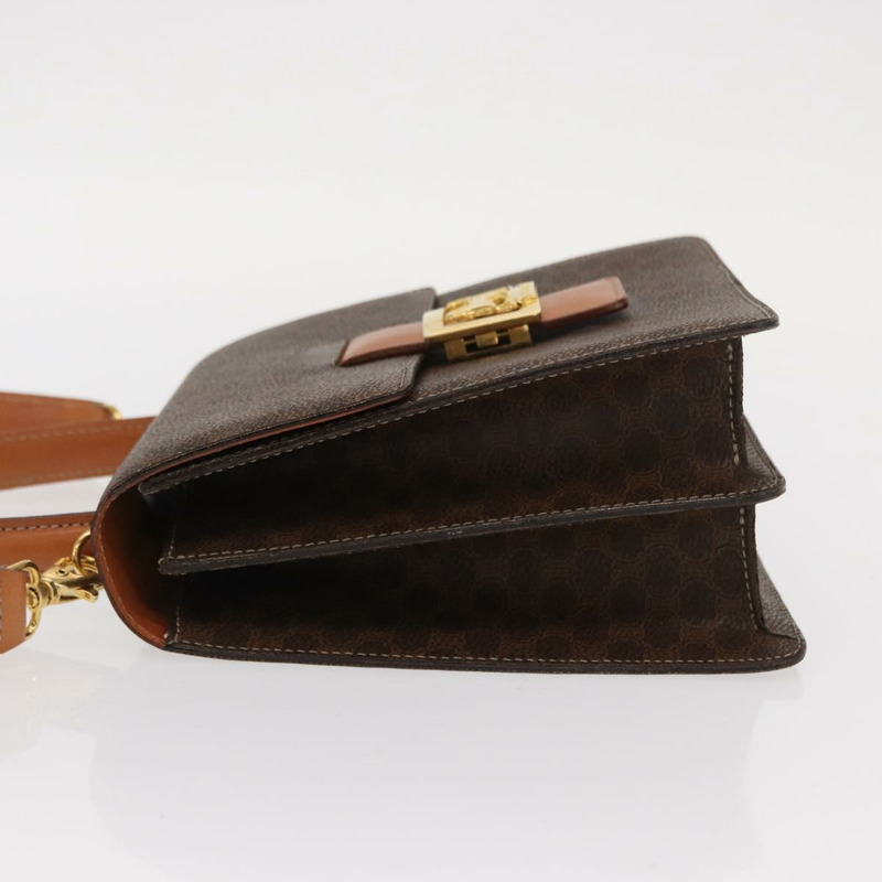 【日本直送】CELINE Macadam帆布馬車包 PVC皮革 2way Brown Gold Auth 160833A-3