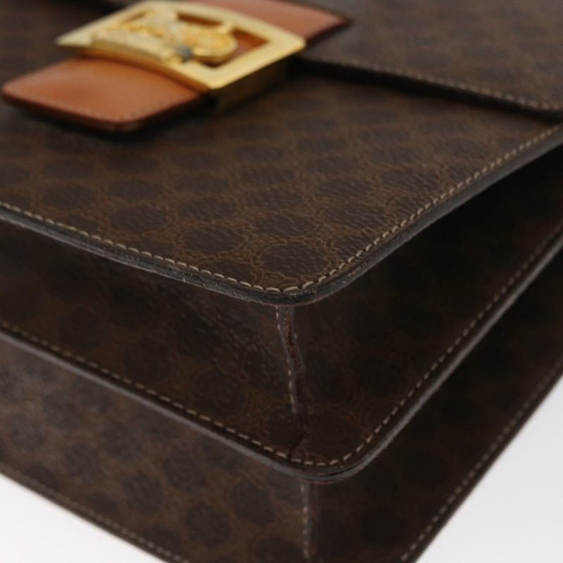 【日本直送】CELINE Macadam帆布馬車包 PVC皮革 2way Brown Gold Auth 160833A-16