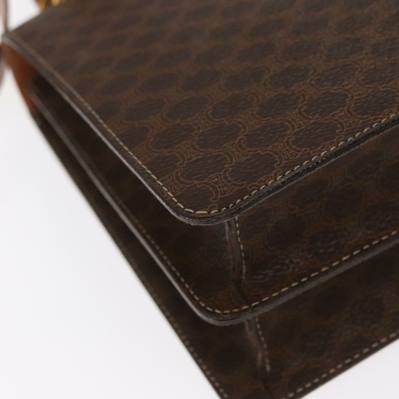 【日本直送】CELINE Macadam帆布馬車包 PVC皮革 2way Brown Gold Auth 160833A-17