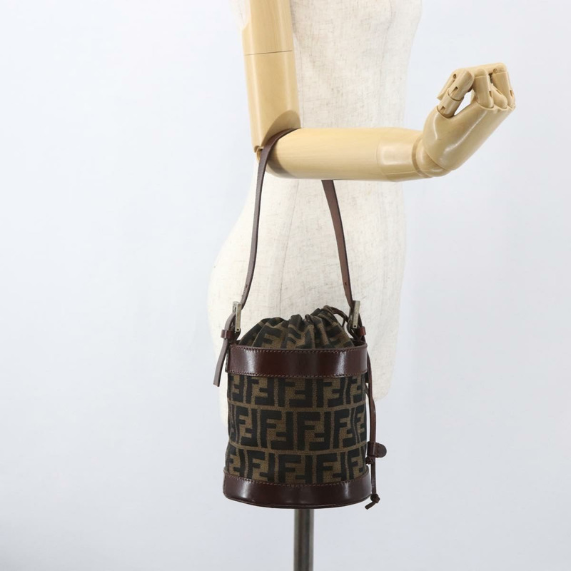 【日本直送】FENDI Zucca帆布手提包 黑色棕色 正品 160504A-20