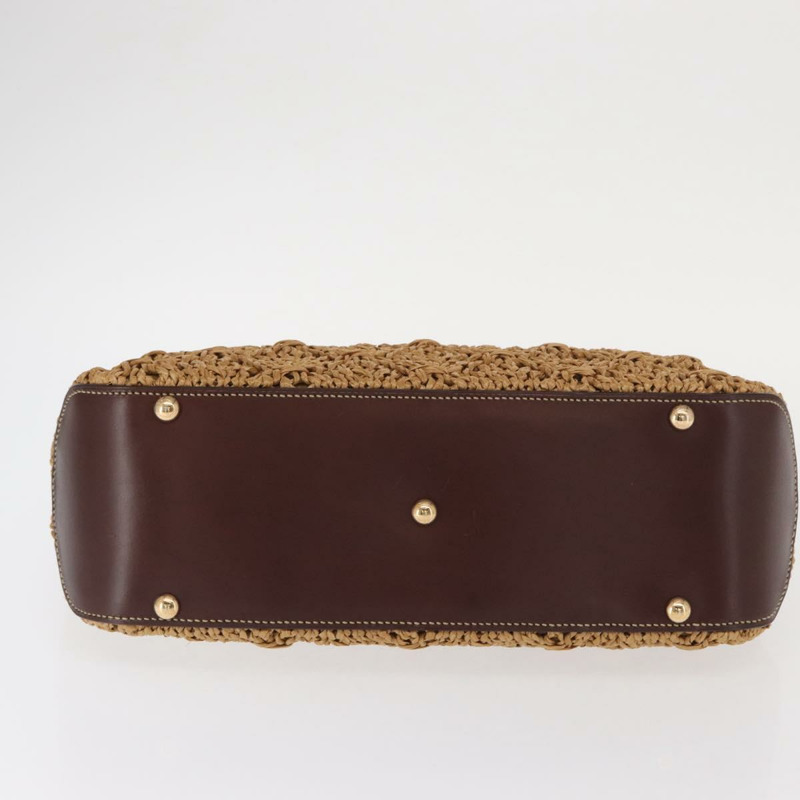 【日本直送】Salvatore Ferragamo Gancini 手提包 拉菲草棕色金色 正品 159234V-4