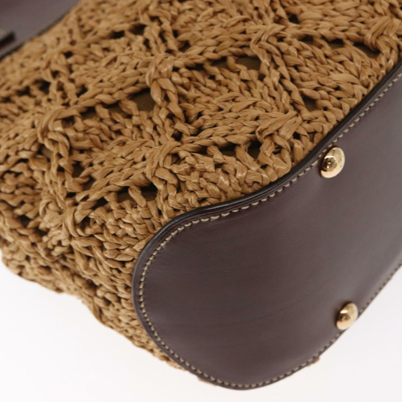 【日本直送】Salvatore Ferragamo Gancini 手提包 拉菲草棕色金色 正品 159234V-15