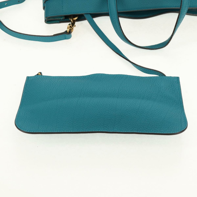 【日本直送】GUCCI 馬銜扣手提包 皮革 兩用 綠松石藍 金色 正品 159226V-19