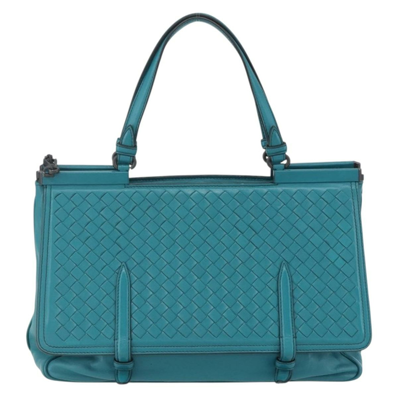 【日本直送】BOTTEGA VENETA INTRECCIATO 手提包 皮革 2way Turquoise Blue Auth 158963-1