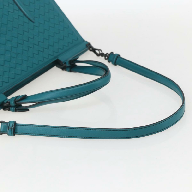 【日本直送】BOTTEGA VENETA INTRECCIATO 手提包 皮革 2way Turquoise Blue Auth 158963-8