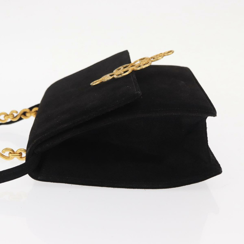 【日本直送】CELINE 手提包 麂皮 2way 黑色 金色 Auth 159334-3