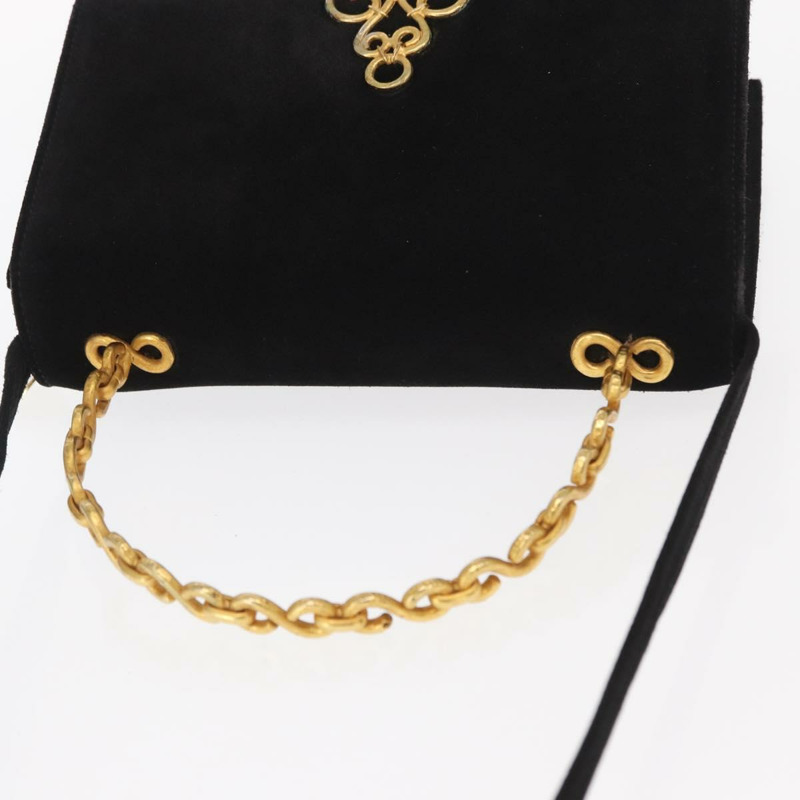【日本直送】CELINE 手提包 麂皮 2way 黑色 金色 Auth 159334-5