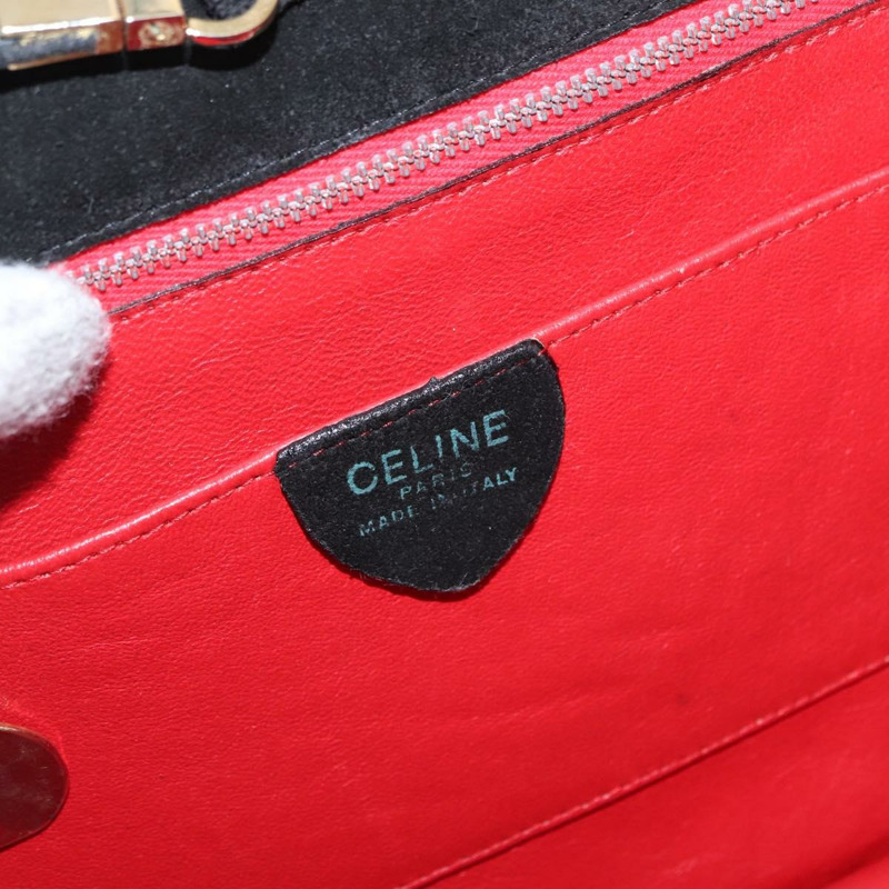 【日本直送】CELINE 手提包 麂皮 2way 黑色 金色 Auth 159334-20