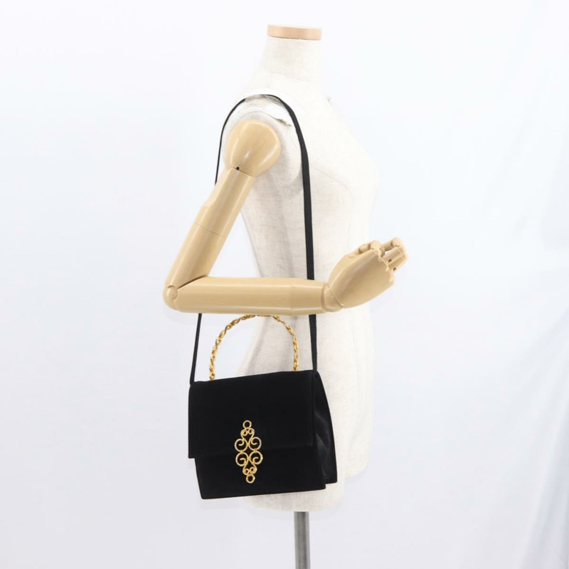 【日本直送】CELINE 手提包 麂皮 2way 黑色 金色 Auth 159334-24