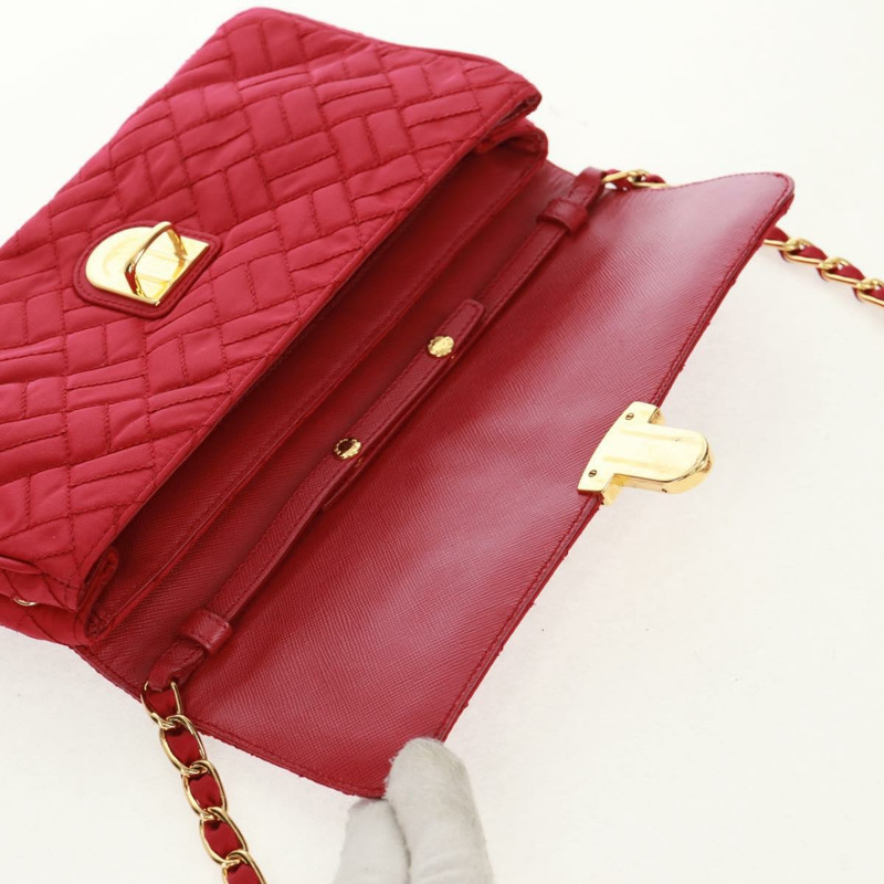 【日本直送】PRADA 尼龍粉紅金色鏈條單肩包 正品 160856V-20