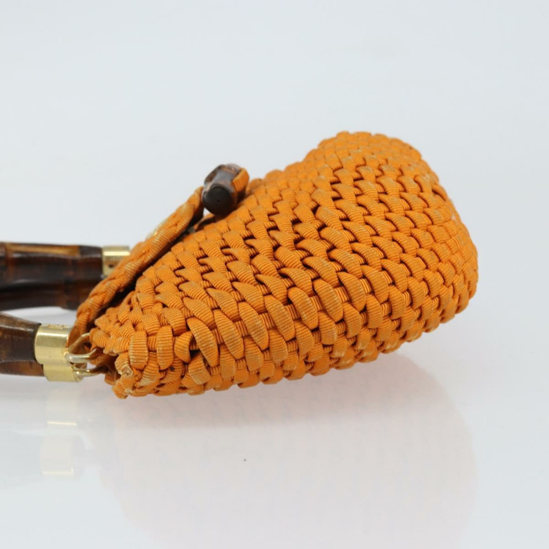 【日本直送】FENDI 竹節手提包 尼龍 橘色 金色 正品 159087-3