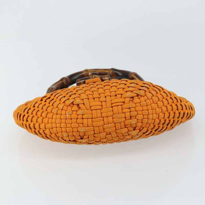 【日本直送】FENDI 竹節手提包 尼龍 橘色 金色 正品 159087-4