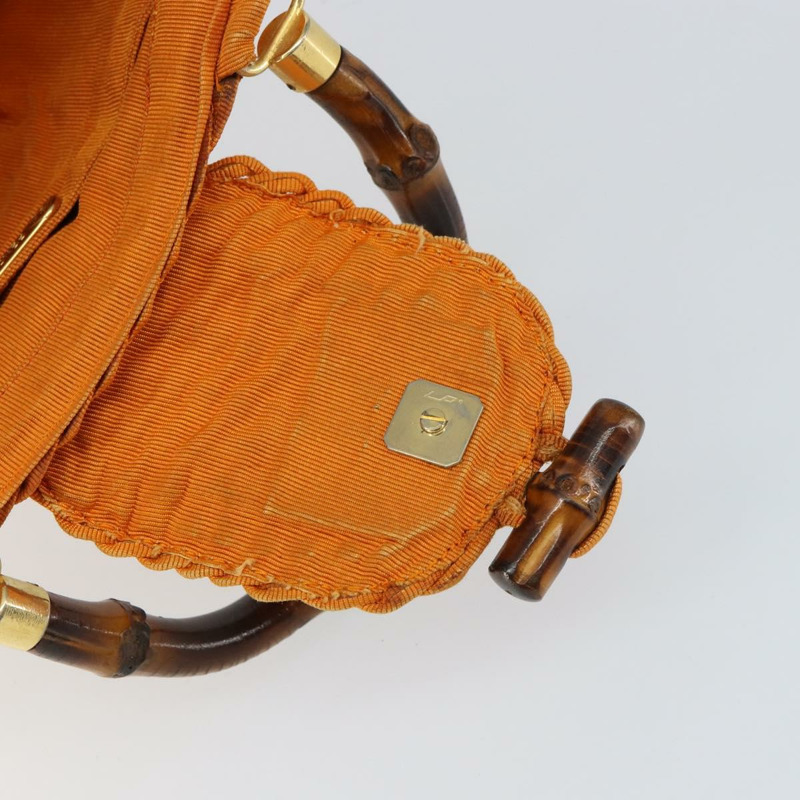 【日本直送】FENDI 竹節手提包 尼龍 橘色 金色 正品 159087-9