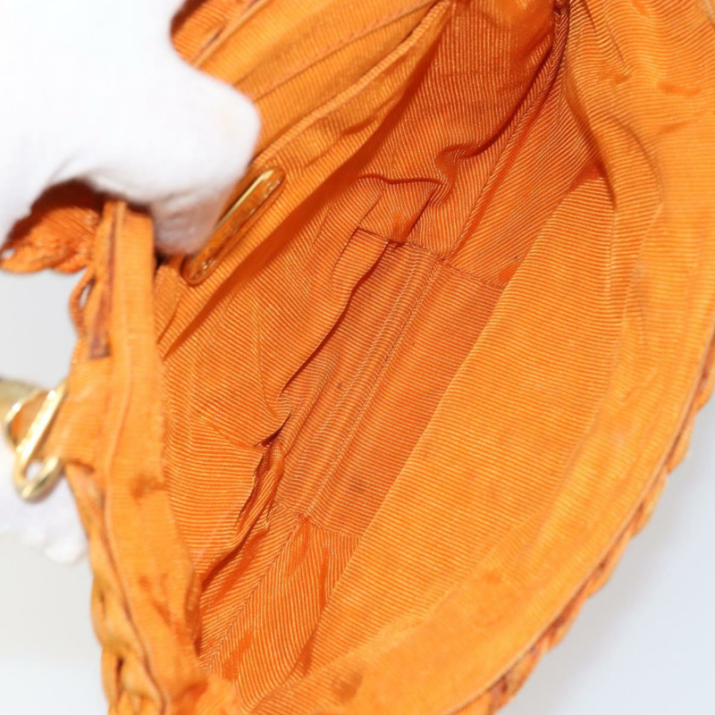 【日本直送】FENDI 竹節手提包 尼龍 橘色 金色 正品 159087-11