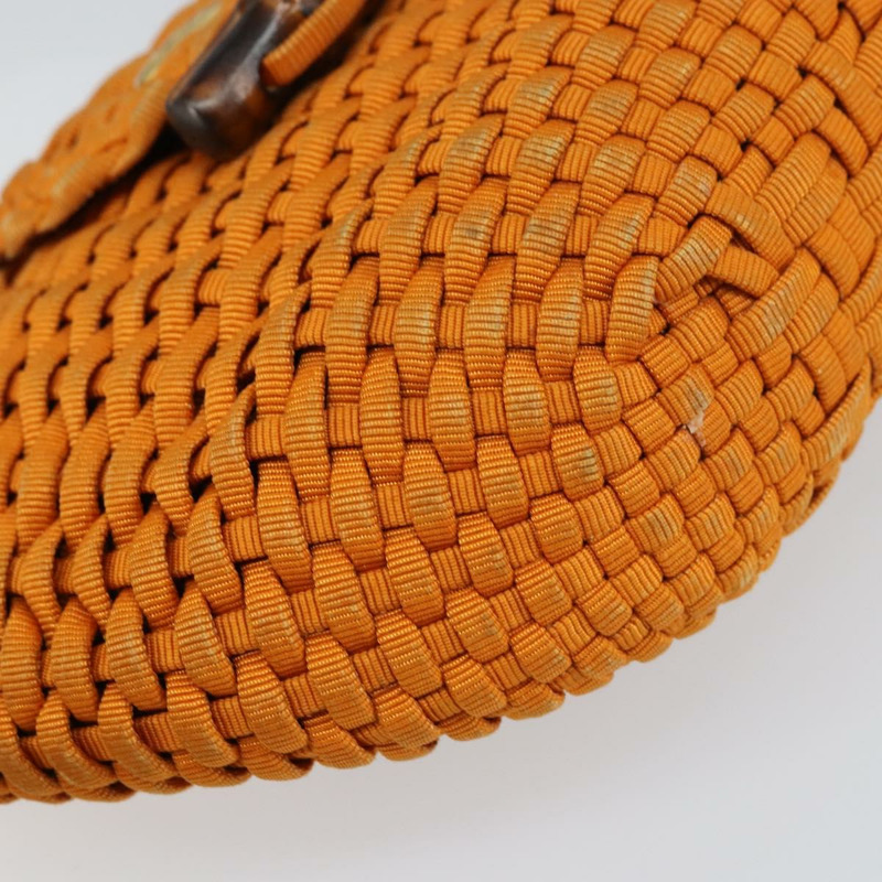 【日本直送】FENDI 竹節手提包 尼龍 橘色 金色 正品 159087-14