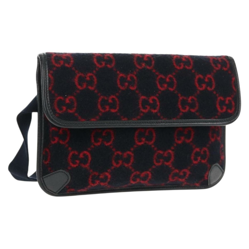 【日本直送】GUCCI GG帆布腰包 羊毛 海軍藍 金色 598181 正品 159020V-0