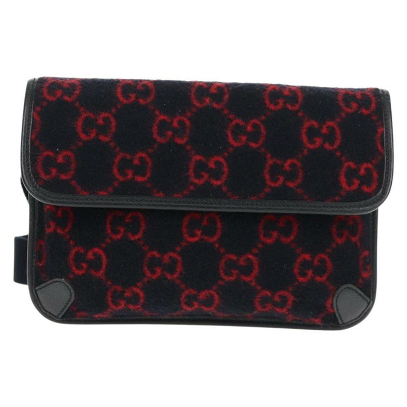 【日本直送】GUCCI GG帆布腰包 羊毛 海軍藍 金色 598181 正品 159020V-12