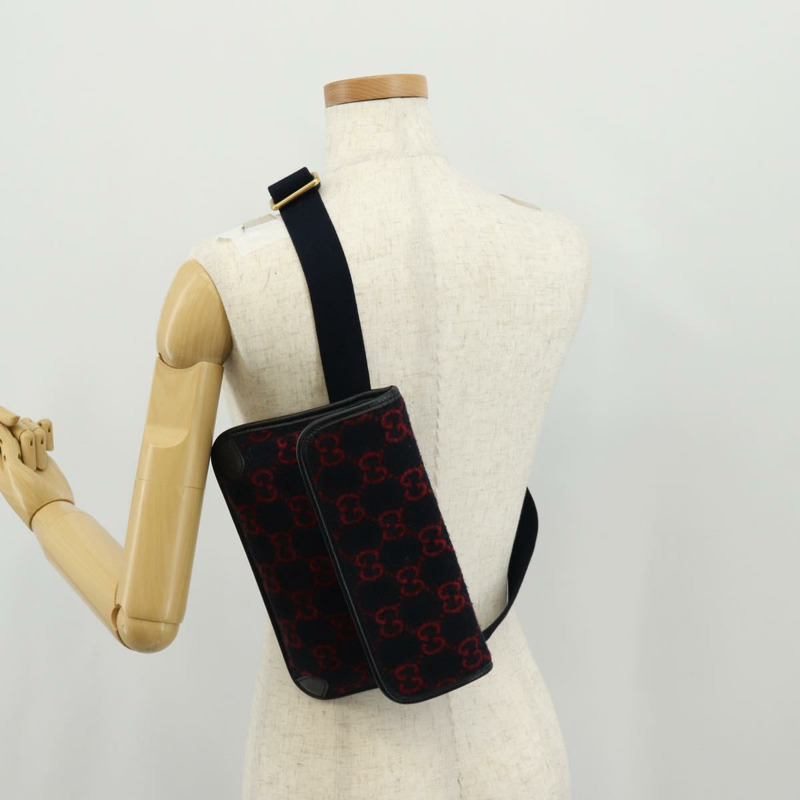 【日本直送】GUCCI GG帆布腰包 羊毛 海軍藍 金色 598181 正品 159020V-21