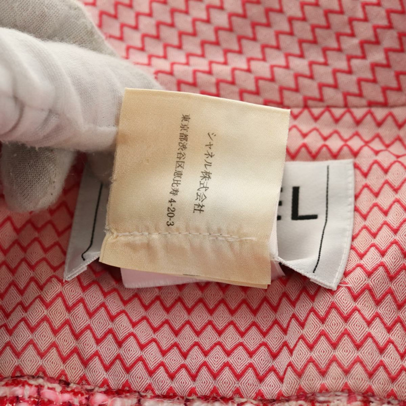 【日本直送】香奈兒 COCO 羈扣羊毛短袖外套，斜紋軟呢紅色，CC 標誌，正品編號 158107M-10