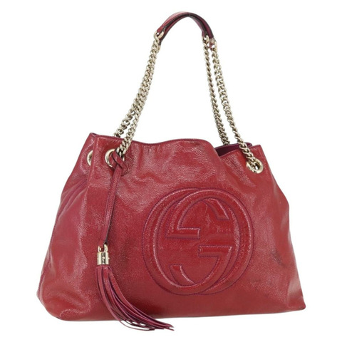 GUCCI Soho 鏈條手提包 紅色金色 正品 159398