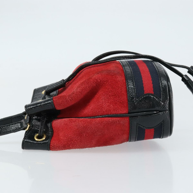 【日本直送】GUCCI Sherry Line 單肩包 麂皮 紅色 金色 海軍藍 550620 正品 159356-3