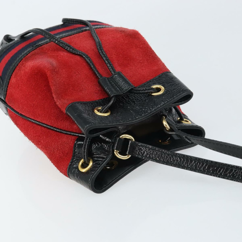 【日本直送】GUCCI Sherry Line 單肩包 麂皮 紅色 金色 海軍藍 550620 正品 159356-5