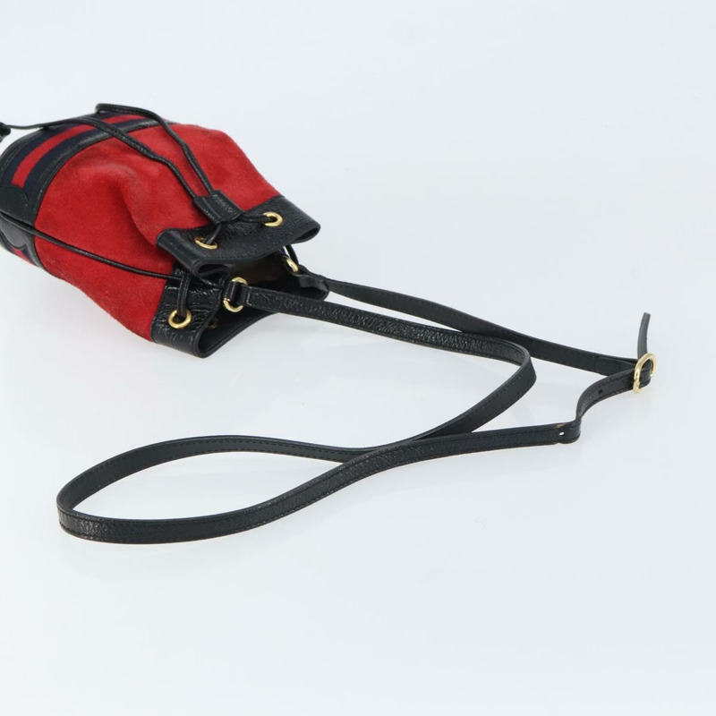 【日本直送】GUCCI Sherry Line 單肩包 麂皮 紅色 金色 海軍藍 550620 正品 159356-6