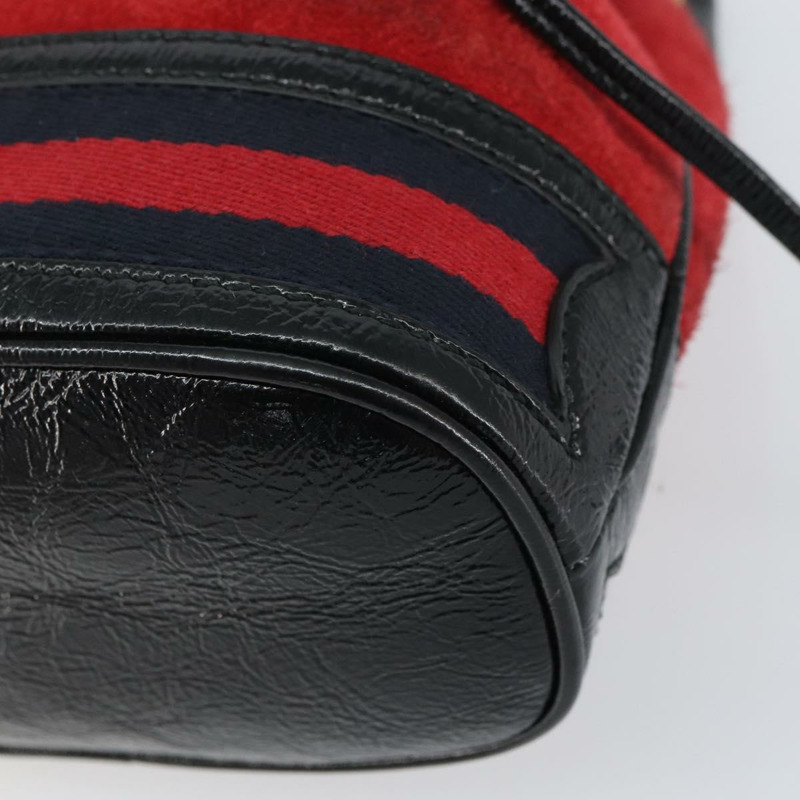 【日本直送】GUCCI Sherry Line 單肩包 麂皮 紅色 金色 海軍藍 550620 正品 159356-8