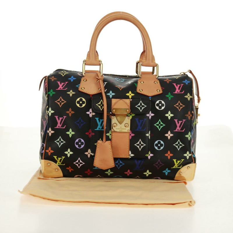 【日本直送】路易威登 Monogram Multicolor Speedy 30 手提包 黑色 M92642 正品 158977V-11