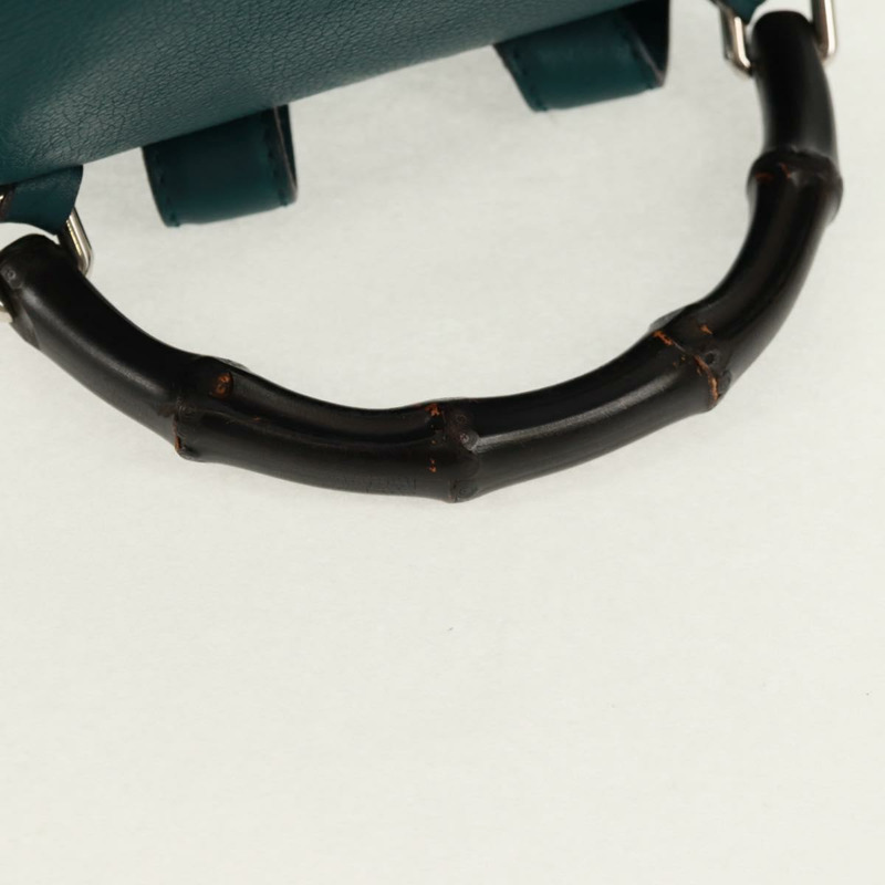 【日本直送】GUCCI 竹節雙肩包 皮革 綠色 銀色 370833 正品 159026V-6