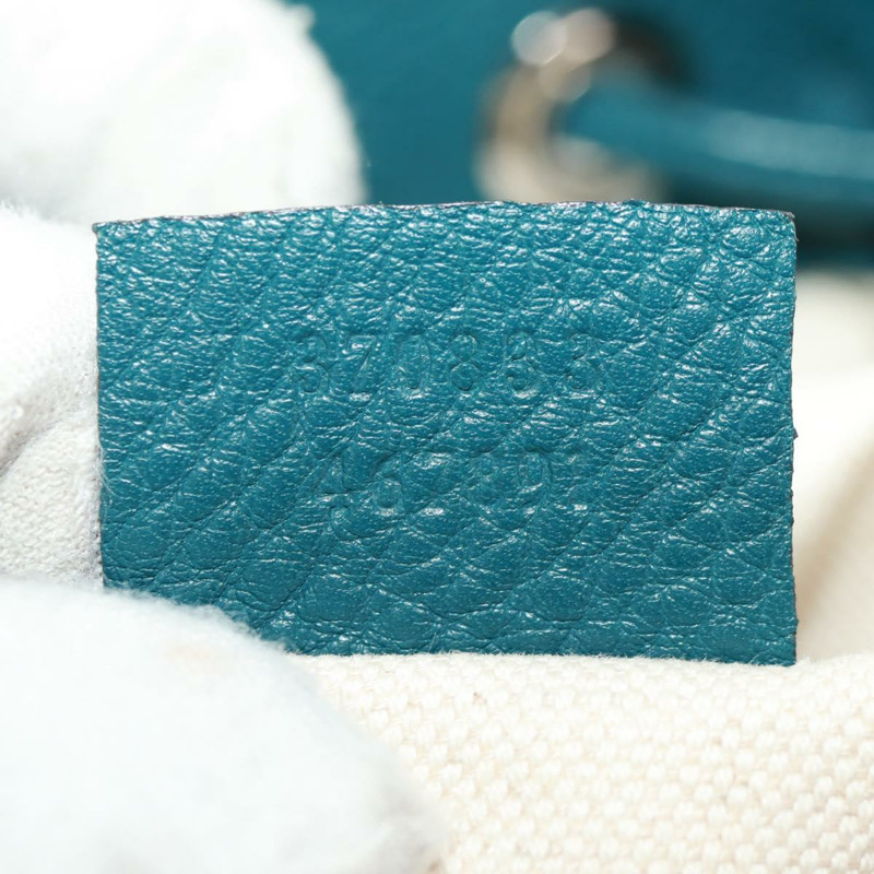 【日本直送】GUCCI 竹節雙肩包 皮革 綠色 銀色 370833 正品 159026V-10