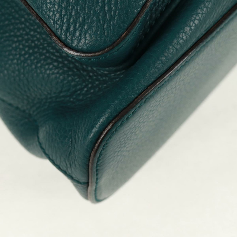 【日本直送】GUCCI 竹節雙肩包 皮革 綠色 銀色 370833 正品 159026V-16